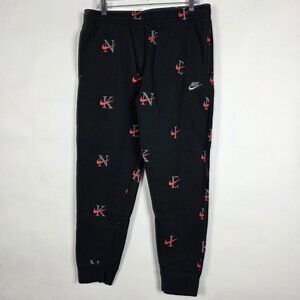 Nike Swoosh Comfort Tapered Mens Large Black Graphic Sweatpants
